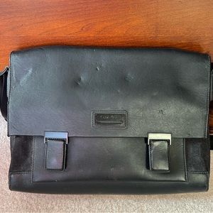 Calvin Klein vintage leather and canvas messenger bag